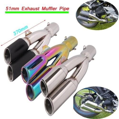 Motorcycle Silencer Muffler System 370mm Length Exhaust Vent Tip Pipe With DB Killer Stainless Steel Silp on for 38-51MM
