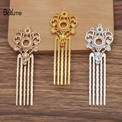 BoYuTe (10 Pieces/Lot) 15*50MM 5 Teeth Hair Comb Welding 25*44MM Flower Base Handmade Diy Hair Accessories Materials