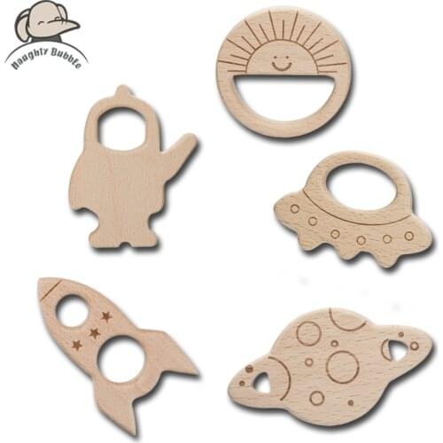 5pcs Spaceman Wooden Blocks for Kids Montessori Educ Wood Toy Baby Educational Toys Food Grade Teether 0-12 Months Newborn Items