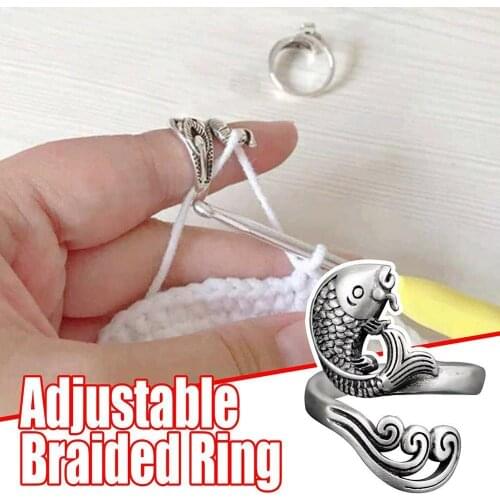 Ring Knitting Tools Finger Wear Thimble Yarn Adjustable Knitting Loop Crochet Loop Knitting Ring DIY Sewing Accessories