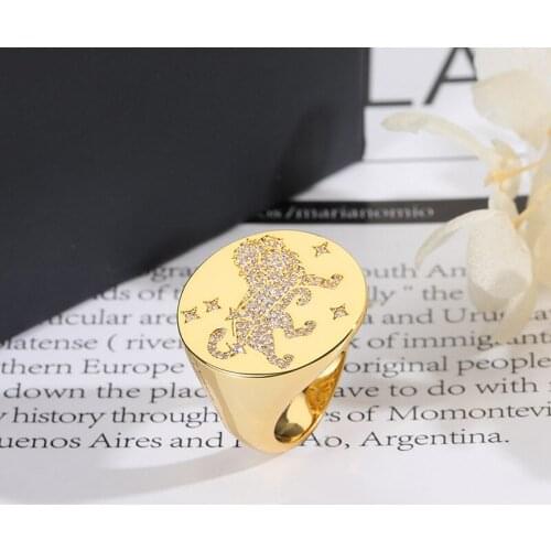 Fashion Simple Design Big Anillos Vintage Gold Color Rings Zircon Steampunk Ring For Women Punk Jewelry Zk30