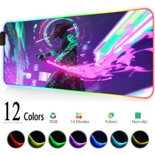 Rgb Mouse Pad Gamer large Rgb gaming accessories pink kawaii mousepad rgb anime floor rgb carpet gaming purple deskmat mat rgb
