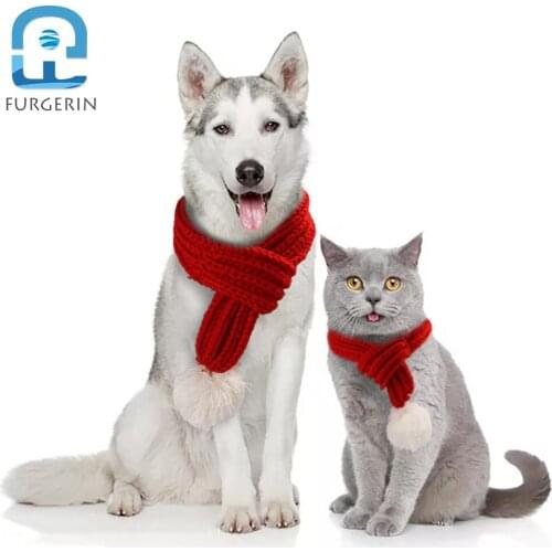 FURGERIN Dog Scarf Pet Products cat knitted Christmas scarf dog accessories for small dogs Christmas Party Costume S M L