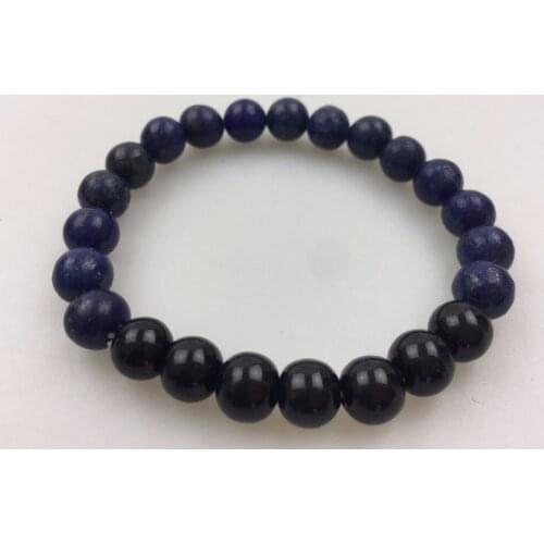 Fashion Bracelets Natural Stone Round Bead Bracelet 8MM Natural lapis lazuli Black Onyx Bracelet Sport Yoga Mala Beads