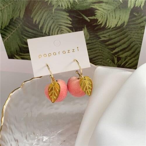 Fashionable sweet peach earrings temperament contracted fruit series stud earrings women stud earrings jewelry accessories