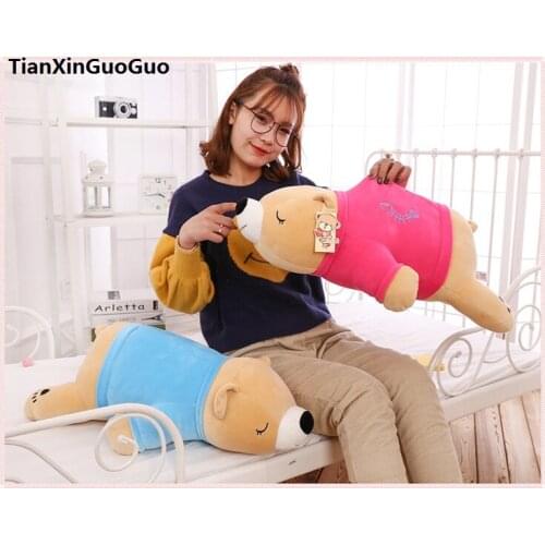 Cartoon brown bear doll cloth style prone bear large 60cm soft cotton plush toy throw pillow birthday gift h2219