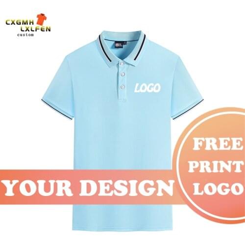 Men and women can wear POLO shirt tops 12 colors customized logo short-sleeved shirt lapel printing DIY brand text