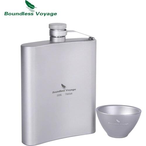Boundless Voyage Titanium Hip Flask Sake Cup Set Outdoor Camping Hiking Travel Picnic Whiskey Wine Tea Flagon Mug Drink 200ml
