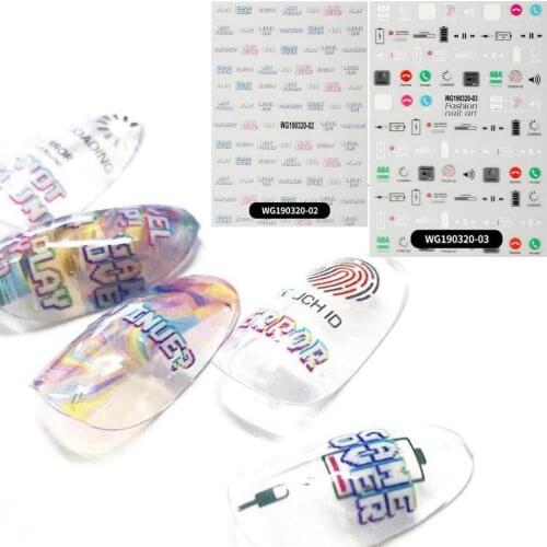 WG190320-2 NEWEST game over not found 404 LETTERS DESIGNS CROSS 3d nail art stickers decal template diy nail tool decorations