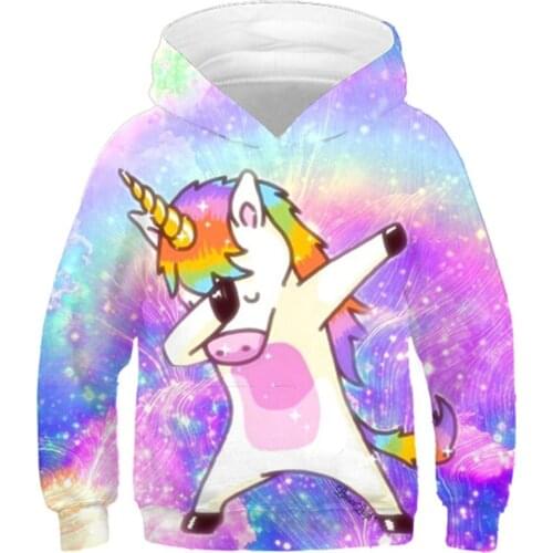 New 2020 Children Fashion Dab Anime Hoodies Boys Girls Funny Sweatshirts Dabbing Unicorn Colorful Galaxy Kids Pullovers Tops