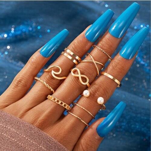 2021 New 10Pcs/set Stainless Steel Ring Halloween Rings for Women Jewelry Accessories Punk Style on phalanx anel masculino Rings