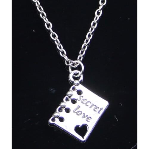 New Fashion Necklace 18x15mm book diary secret love Pendants Short Long Women Men Colar Gift Jewelry Choker