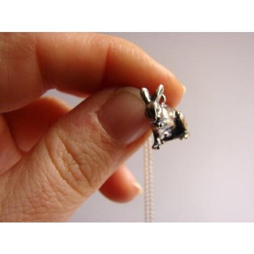 New Silver bunny necklace bunny jewelry Easter gift animal jewelry animal rabbit jewelry pendant for women