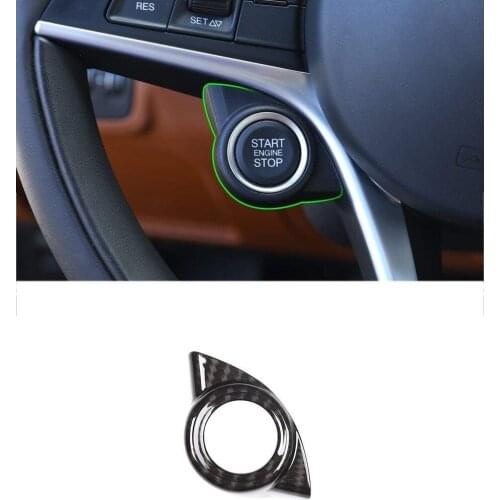 Carbon Fiber Car Engine Start Stop Cover Trim 1pc For Alfa Romeo Giulia Stelvio 2017 2018 2019