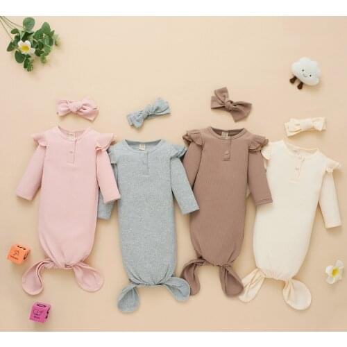 Citgeett Solid Baby Girls Boys Headband Set Full Wrapped Sleeping Bag Hair Band Suit Clothes