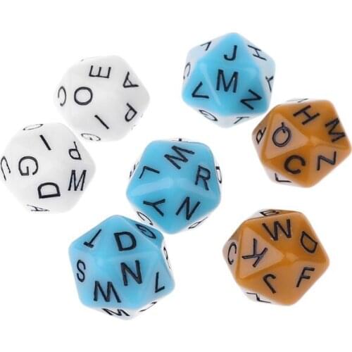 OOTDTY 7pcs/set 20-Sided D20 English Alphabet Letters Dials Board Game Accessories For Kids Educational Toys