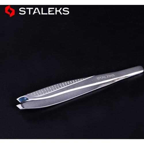 STALEKS Professional Stainless Steel Eyebrow Tweezers High Quality Slant Tip Hair Removal Tweezer Eyelash Extension Makeup Tool