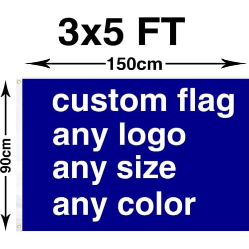 Custom 90X150cm Double Stitched with 2 grommets banner Flying Polyester Advertising flag for Decoration