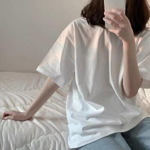 Simple White T-shirt Pure Cotton Short-sleeved T-shirt Female Korean Version Of The Wild Loose New Half-sleeved Top