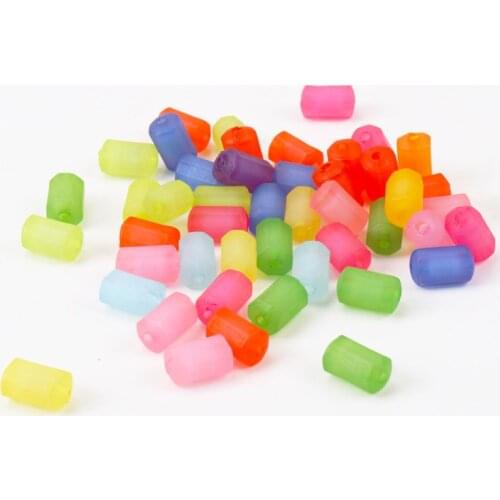 Mixed Colors Cylindrical Frosted Shape Acrylic Spacer Beads Fit Decoration Jewelry Handmade DIY Accessoies 13x7mm