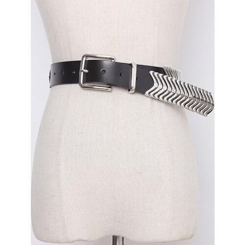 Womens Runway Fashion Metal Genuine Leather Cummerbunds Female Dress Corsets Waistband Belts Decoration Wide Belt TB1980