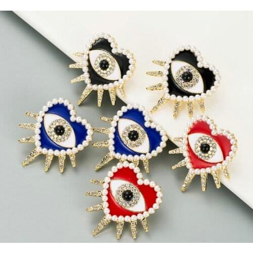 Oorbellen Heart Shaped Eye Stud Earrings For Women Imitation Pearl Earring Zinc Alloy Rhinestone Earings Statement Jewelry Gifts