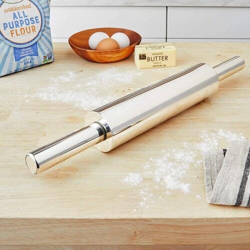 1Pcs Stainless Steel Fondant Rolling Pin Non-stick Pizza Noodles Cookie Cake Roller Kitchen Roller Easy Dough Rolling Tool