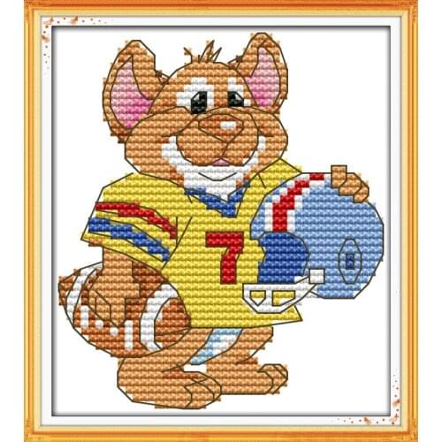 The sport mouse (7) - football cross stitch kit 14ct 11ct count print canvas stitches embroidery DIY handmade needlework plus