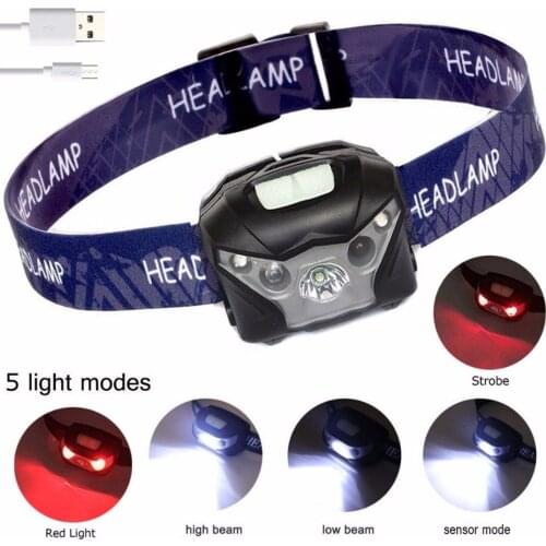LED Headlamp USB Rechargeable Headlight Running Walking Camping