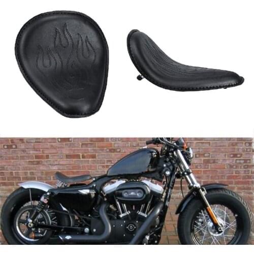 Universal Motorcycle Seat Cushions Base Fire Pattern Driver Solo Seat PU Neoprene Foam For Harley/Honda/Yamaha/Kawasaki/Suzuki