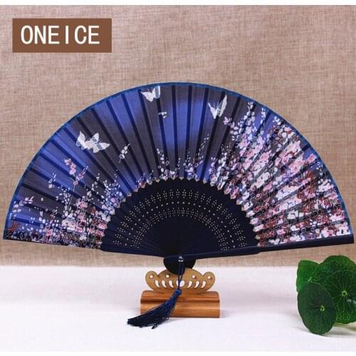 Chinese Style Silk Small Han Fan Japanese-style Cherry Blossoms Folding Classical Female Fans Antiquity Bamboo