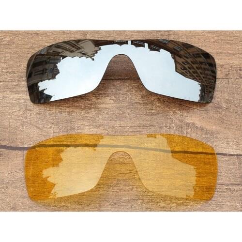Vonxyz Two Pieces Chrome Mirror & Yellow Replacement Lenses for-Oakley Batwolf Frame