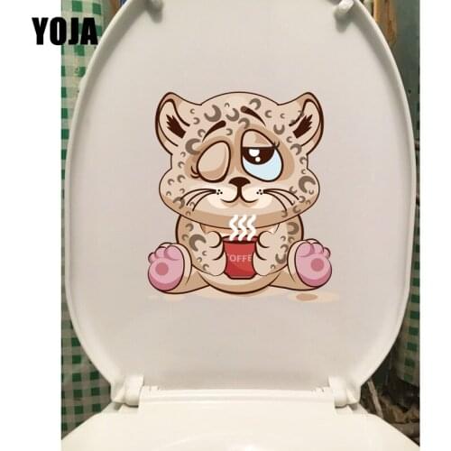 YOJA 17.1*18.7CM Cats With Coffee Creative Home Rooms Decoration Wall Decals Toiltte Sticker T1-0218