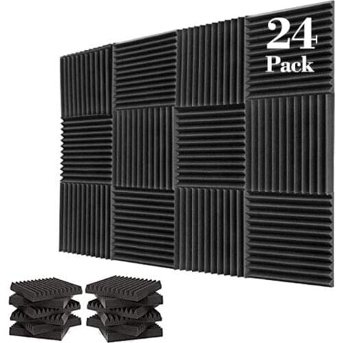 24PCS 300x300x25mm Studio Acoustic Foam Sound Foam Sound Proofing Protective Sponge Soundproof Absorption Treatment Panel