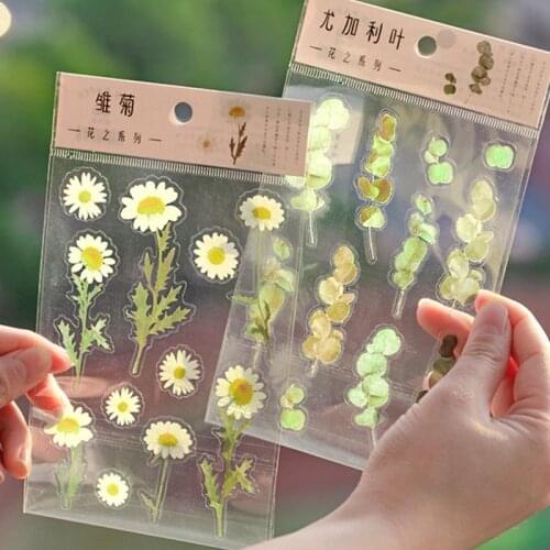 1Set PET Diary Decoration Flower Pattern School Supplies Sticker Bag Nice Gift for DIY Scrapbook Deco Stickers Small Fresh Style