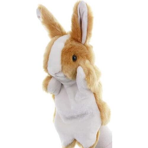1PC Rabbit Plush Hand Puppet Story Telling Prop Role Play Accessory Party Favor for Parent Child Brown