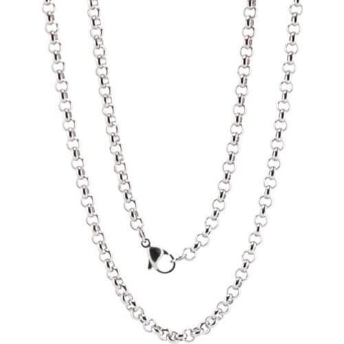 10pcs 4mm Width 24inch 316 Stainless Steel rolo Chain For memory living Glass Locket & oil Diffuser Locket men women