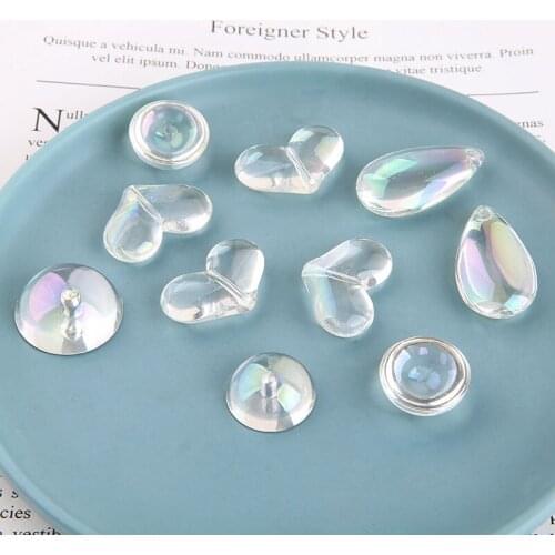 10pcs Transparent Symphony Love Water Drop Earrings for Girl Cute Half Shot Crystal Pendant Sweet DIY Jewelry Hair Accessories