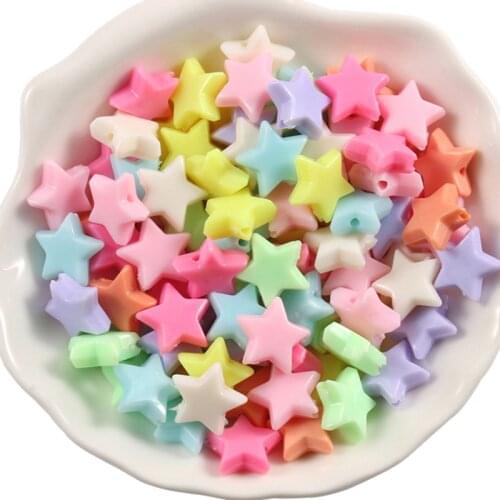100/200pcs Candy Color Five-pointed Star Acrylic Loose Beads For Jewelry Making Diy Wholesale 14x12x5mm
