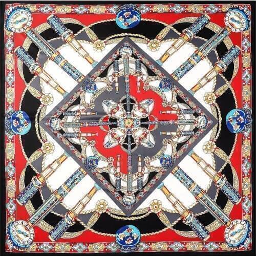 130cm Wand Brand Design Big Square Scarf Luxury Twill 100% Silk Scarf Women Scarves For Ladies Fashion Kerchief Shawl Echarpe