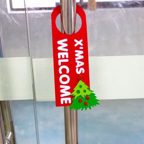 2pc Christmas Door Hanging Sign Felt cloth 'Xmas welcome' Door Home Christmas Decor Happy New Year Gift Festival Supplies