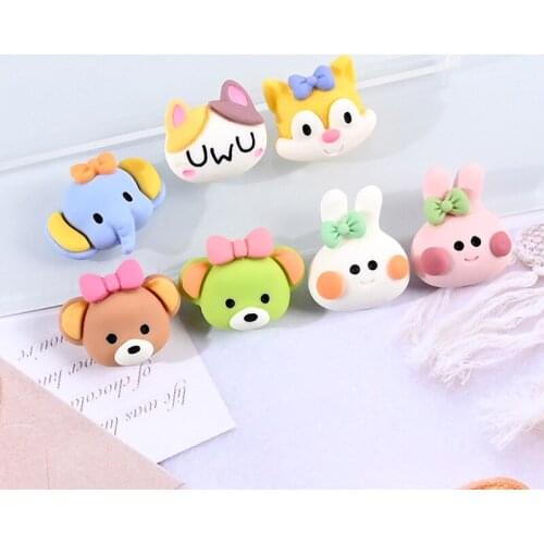 20Pcs Cartoon Bear Rabbit Cat Flatback Resin Cabochon Scrapbooking Phone Decor DIY Crafts Jewelry Making Accessories Cute Animal