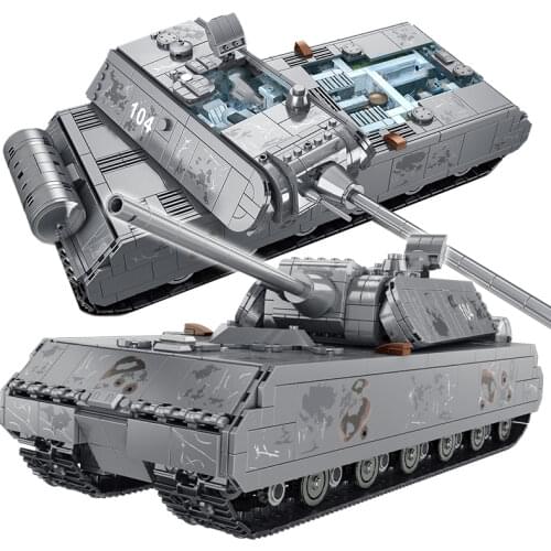 2127pcs Military Tank Building Blocks Panzer VIII Maus Bricks Set Weapons Soldiers Heavy Tanks Model Kids Toys Children Gifts