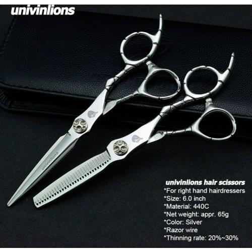 5.5/6.0" univinlions hair cutting shears cheap hair cutting scissors diy haircuts hair sissors razor hairdressing scissors sale