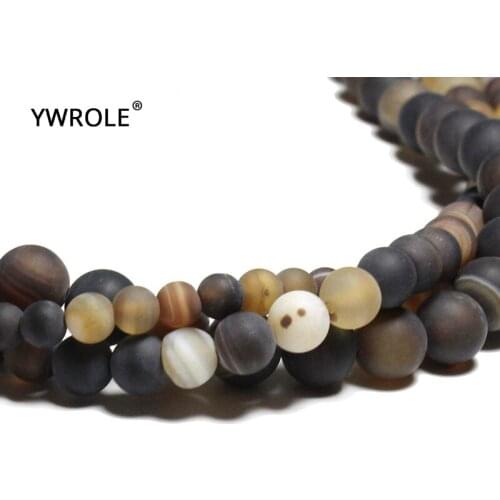 6/8/10mm Natural Dull Polish Stripe Agat Matte Stone Beads For Jewelry Making DIY Bracelet Material Strand 15'' Hand made