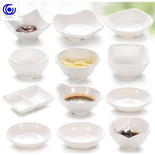 White Melamine Cold Vegetable Soy Sauce Plate Sushi Dessert Bowl Imitation Porcelain Ceramic Seasoning Dipping Tableware