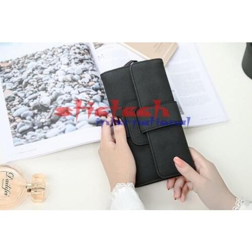 By dhl or ems 100pcs Matte Leather Simple Women Wallet Vintage Lady Clutch Women Wallets