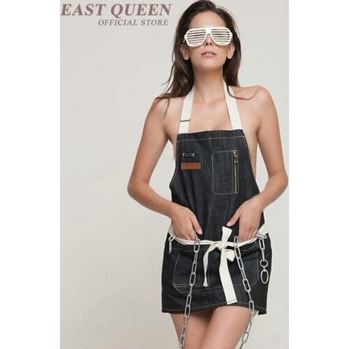 Denim work barista aprons pinafore coffee restaurant cook waiter waitress apron for woman men DD1160