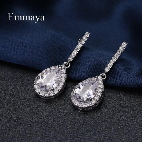 Emmaya Brand Fashion Charm Unique Three Colors AAA Cubic Zircon Elegance Jewelry Earrings For Woman Popular Wedding Party Gift