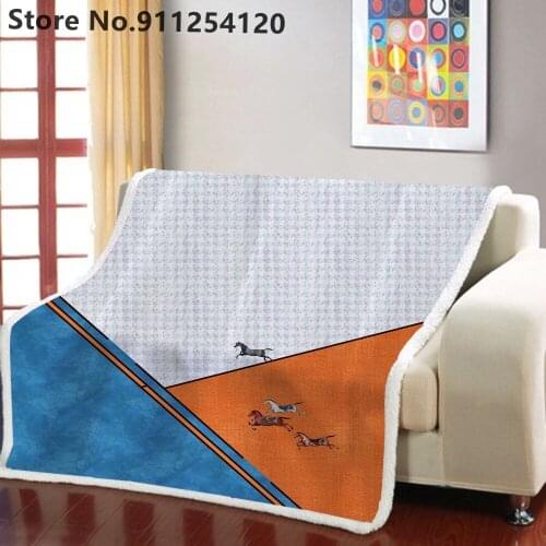 Running Horse Sherpa Fleece Blanket Egyptian Vintage Luxury Throw Blanket Girls Boys Bed Cover 3D Animals Print Weight Blanket